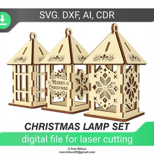 Christmas Lamp ornament - laser cut files, Glowforge pattern