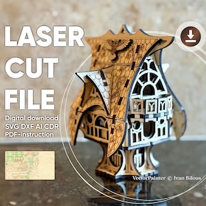 Whimsical Fairy Garden House – Laser Cut File, SVG Cottage with Optional Plant Stake