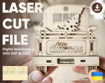 Christmas Truck Back Tray - SVG Laser cut File with interchangeable parts for holidays