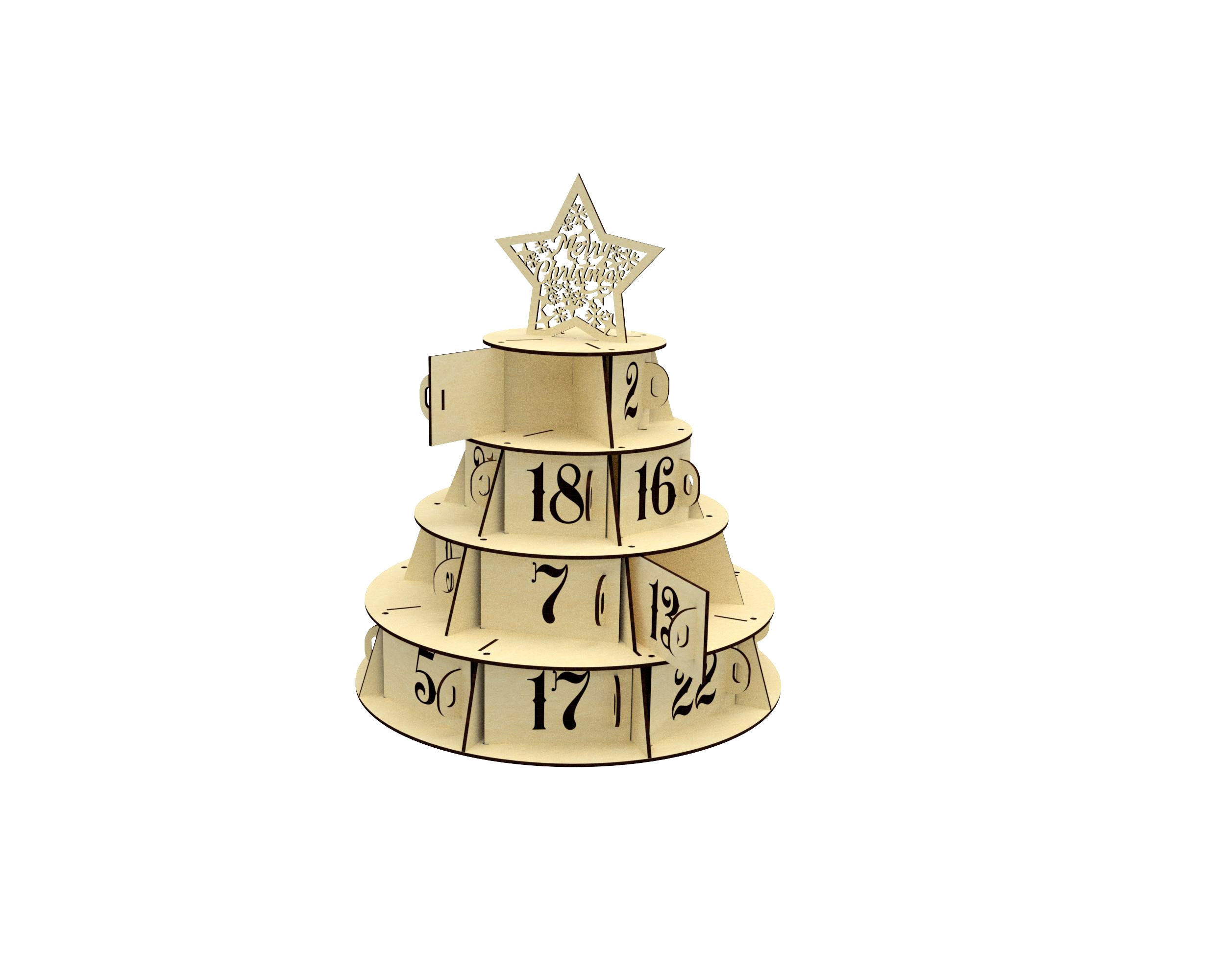 Christmas tree laser cut advent calendar dxf files for laser Etsy