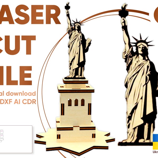 Statue of Liberty USA - Laser Cut File, Glowforge pattern, New York monument