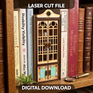Cupboard Book Nook Laser Cut File, Bookshelf Cabinet SVG