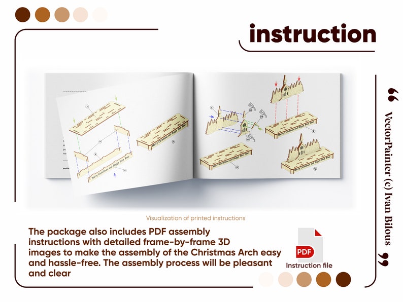 Christmas Arch Laser Cutting File with Assembly instruction in Vector formats image 8