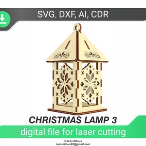 Lantern SVG cut file, Christmas laser cut ornament