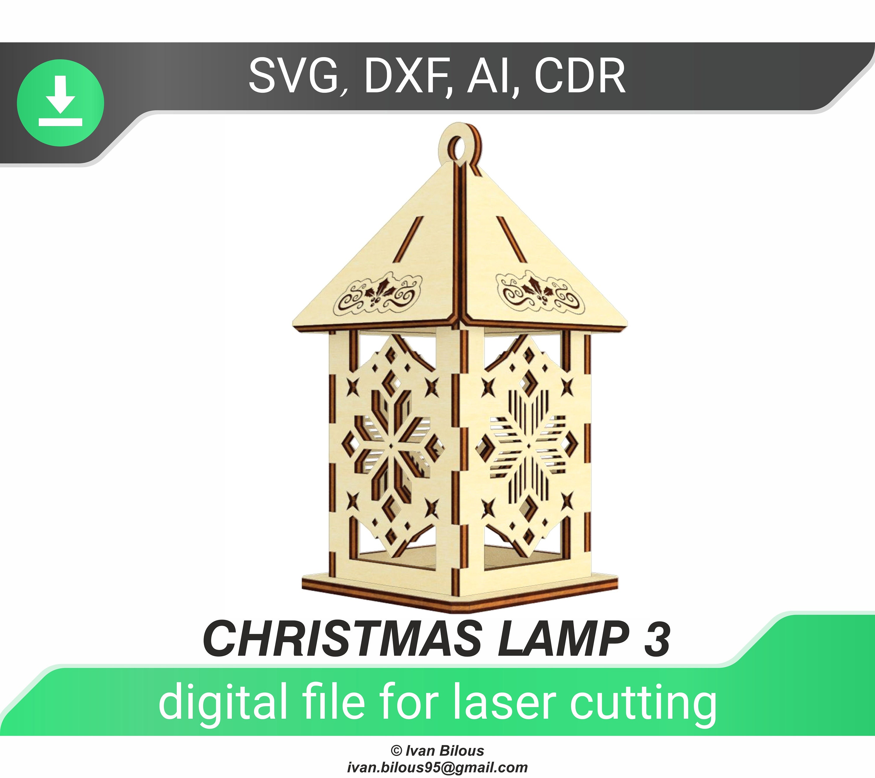 Lantern SVG Cut File Christmas Laser Cut Ornament | Etsy