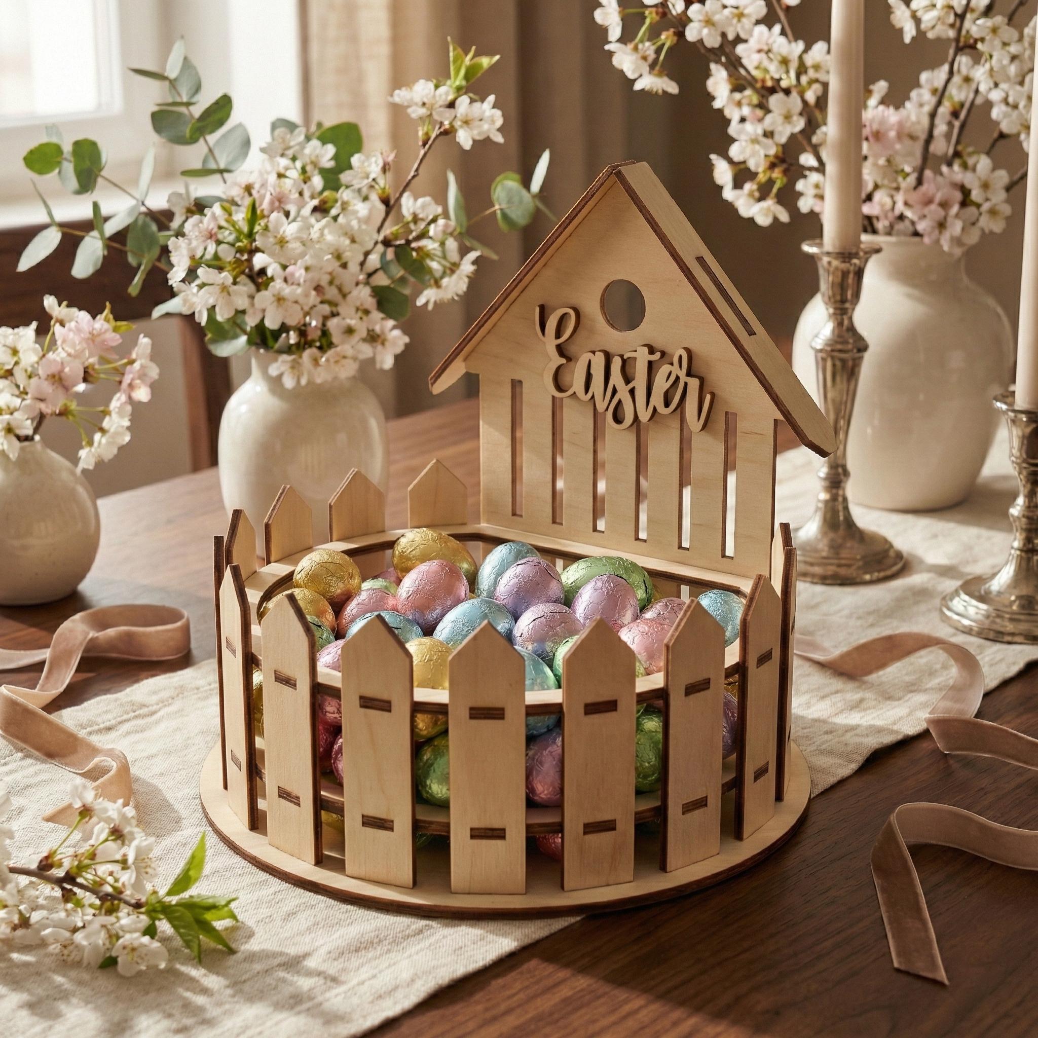 Wooden Easter Basket - SVG Laser Cut File, Candy Box Digital Plan ...