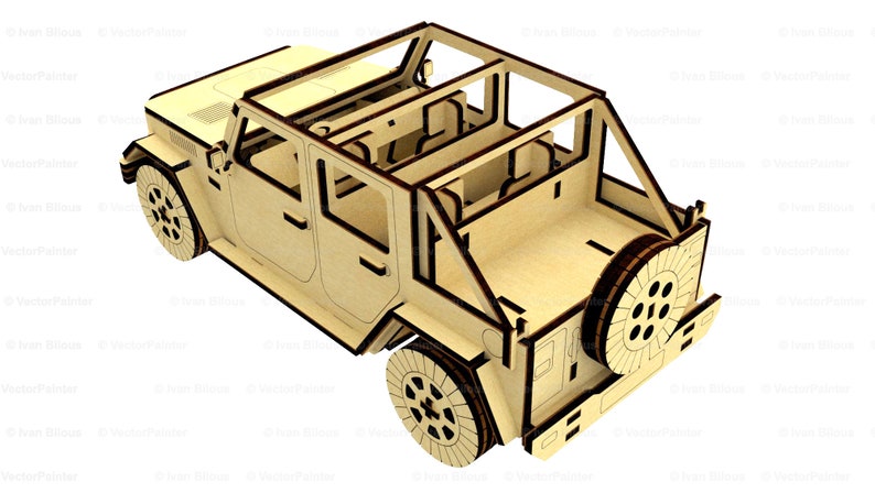 Download Jeep svg glowforge file laser cut car model 3d puzzle dxf ...