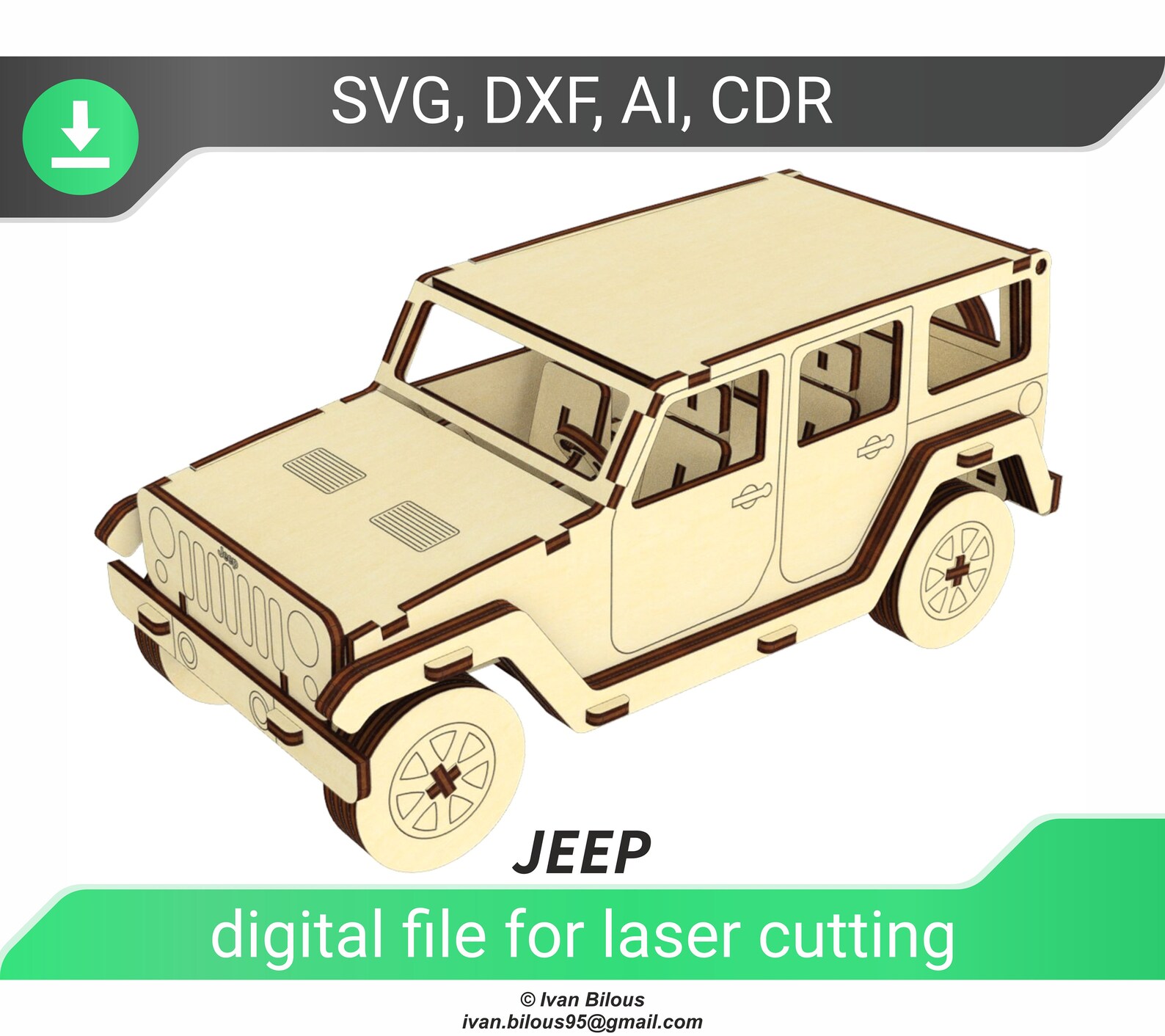 Laser Cut Jeep Dxf File for Laser File Car Dxf Plan Car Svg Etsy