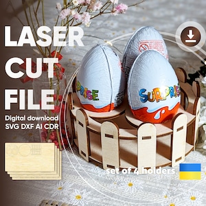 Easter Egg Holders - SVG Laser Cut File, Set of 4 Stand Vector Plans