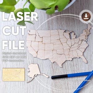Laser Cut USA Map: Vector File for Cutting Machines