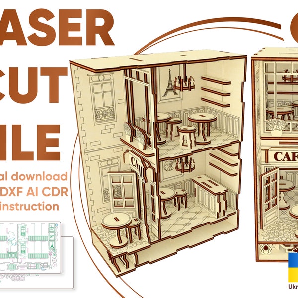 Book nook SVG Glowforge laser cut  pattern, shelf insert book corner, Instant download, Digital file laser cut