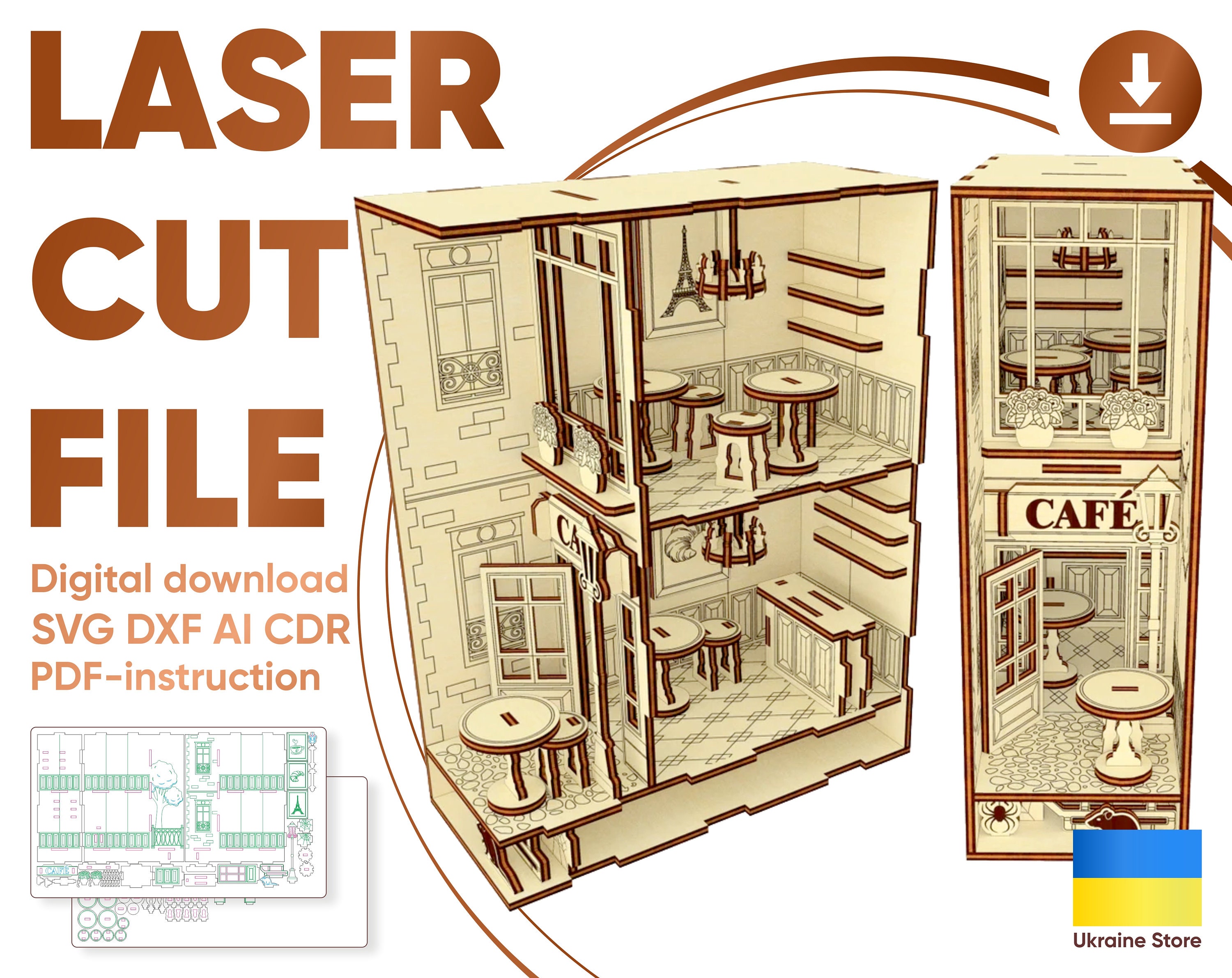 Crayon & Marker Organizer Set / Digital Laser Cut SVG File / Glowforge /  Home Decor / Vector 