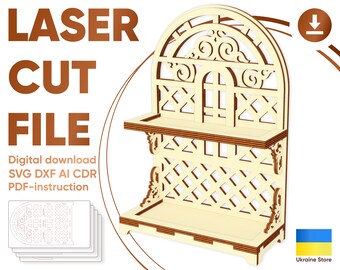 Tiered Tray - SVG Laser Cut Wood Stand Project, Digital plan for Glowforge & Laser Cutting Machines