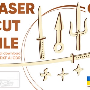 Ninja Set - Sword Laser Cut Files, Glowforge SVG Plan for Cutting Machines