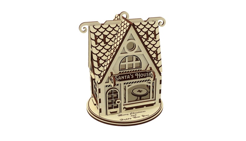 Santa Claus House Laser Cut File, SVG plan for Glowforge and Cutting Machines image 9