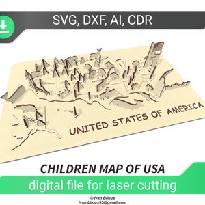 Karte von USA Laser geschnitten Datei svg glowforge usa dxf Dateien für Laserdrucke A4 Sperrholzplatte Laser Sperrholz Landkarte A4, dxf