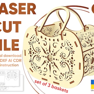 Korb - Laserschnittdatei SVG Glowforge Muster, Osterkorb Laserschnitt digitale Datei