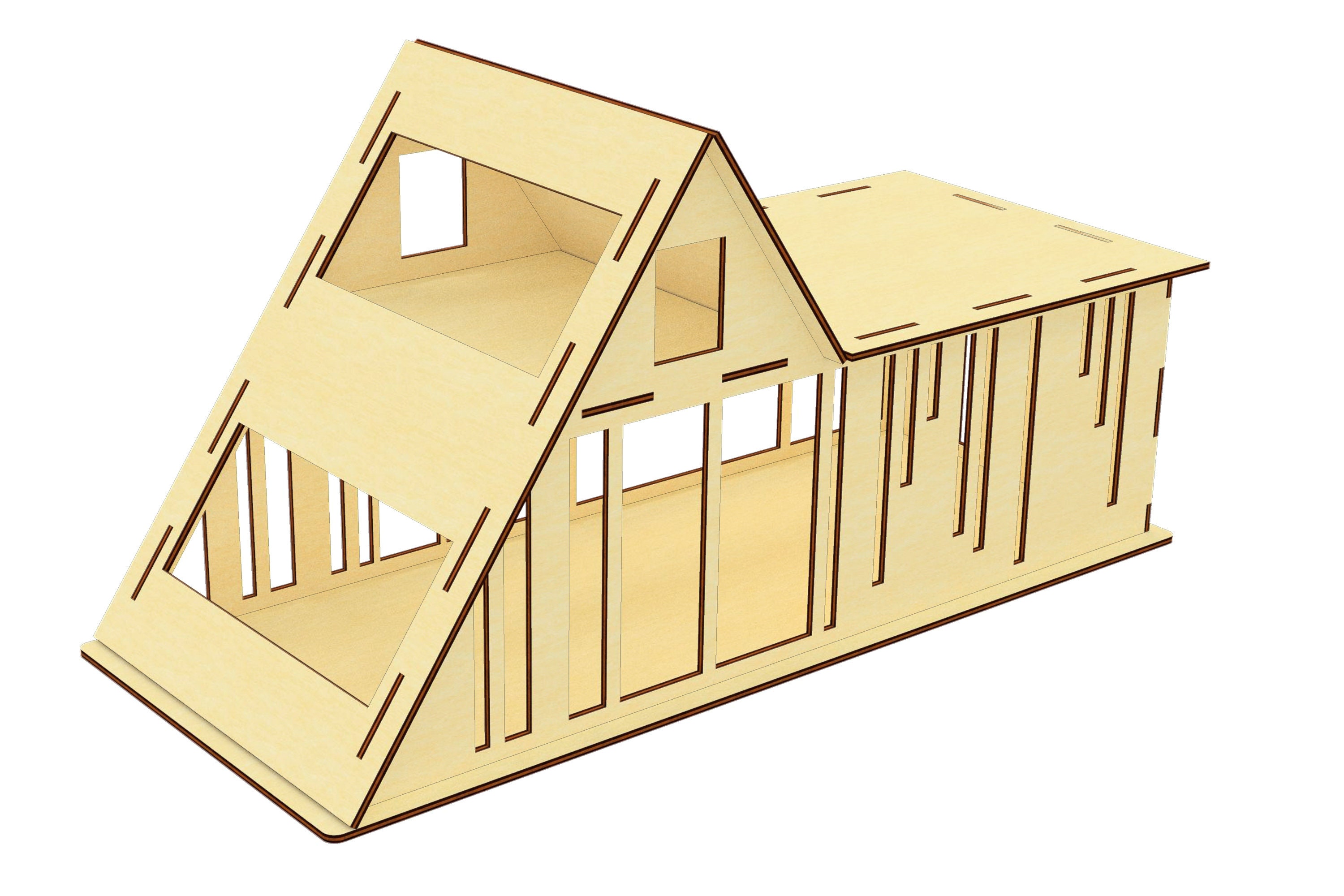 Dollhouse Svg Laser Files Pattern Dollhouse Dxf Etsy