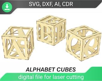 Alphabet cubes - laser cutting files, CNC plans
