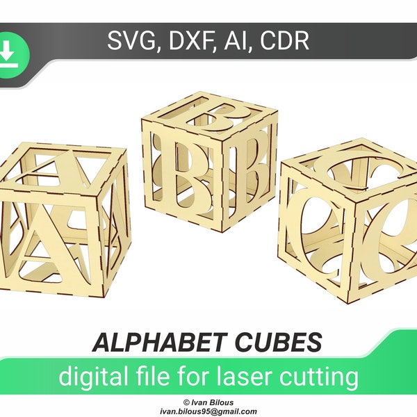 Alphabet cubes - laser cutting files, CNC plans