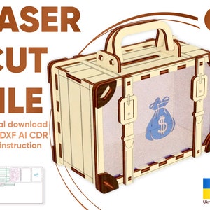 Bolsa de viaje con forma de hucha: archivo de corte por láser, patrón Glowforge