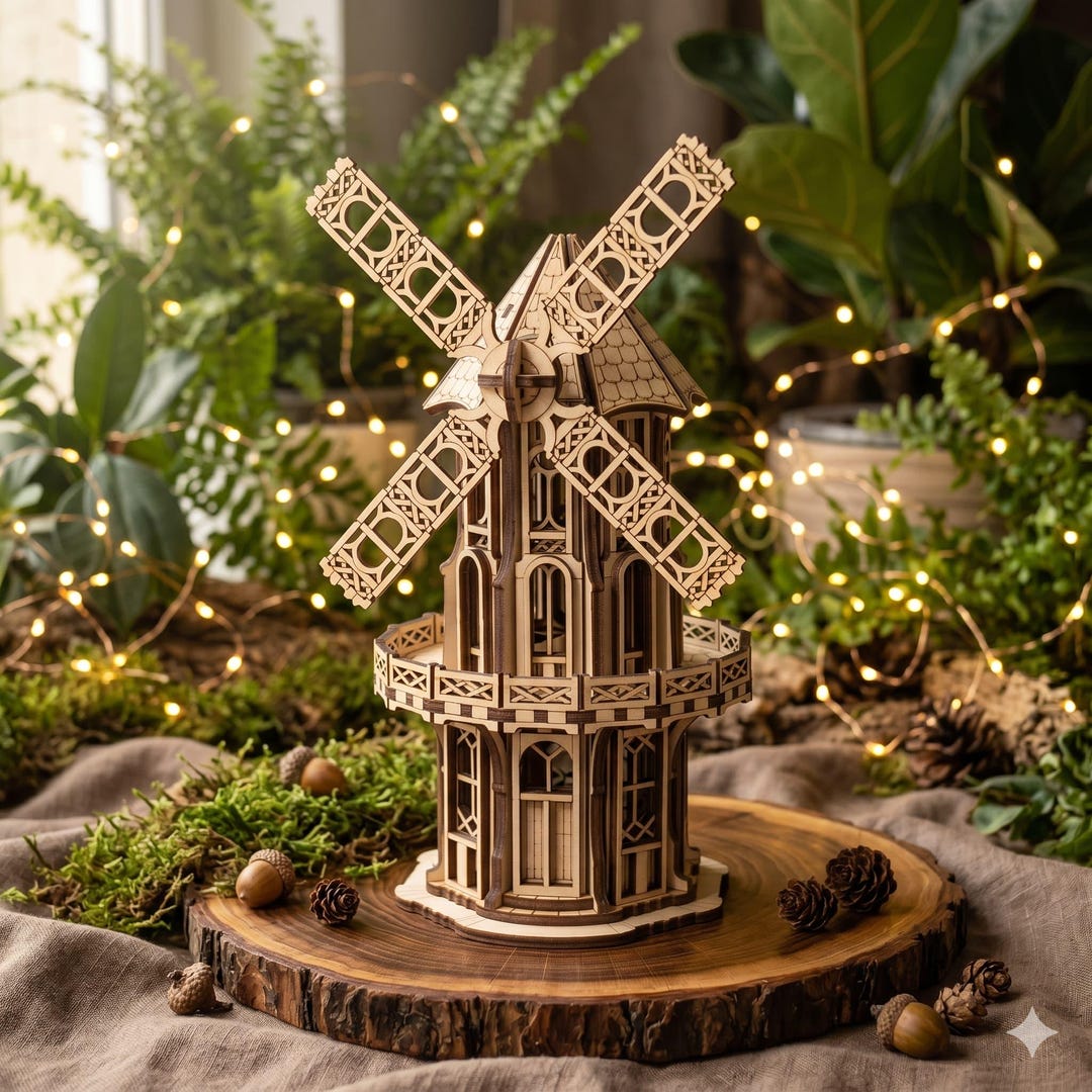 Windmill Laser Cut File – SVG DXF Template for Wooden DIY Project and ...
