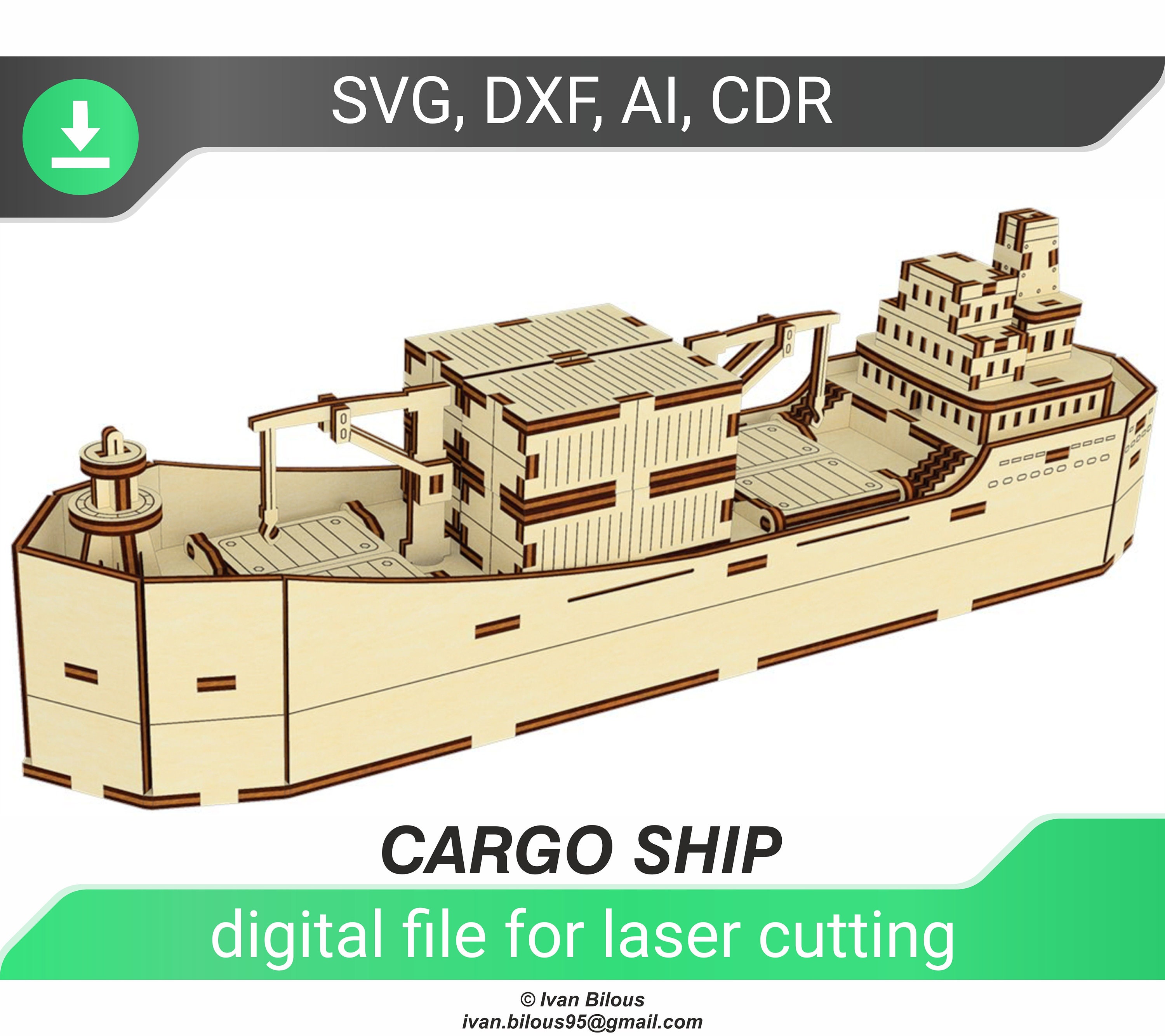 Download Ship Laser Cutting File Plan For Cnc Glowforge Pattern Etsy