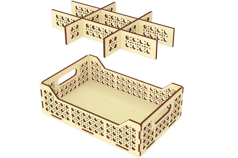 Tray SVG laser cut file, Glowforge pattern, Easter tray dxf plan for laser, digital file image 4