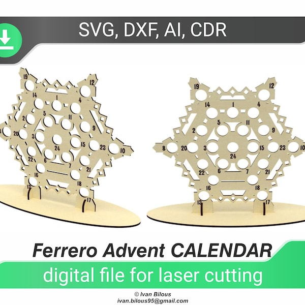 laser cut advent calendar christmas laser calendar dxf files for laser snowflake advent ferrero rocher xmas dxf christmas cnc plan,laser cut