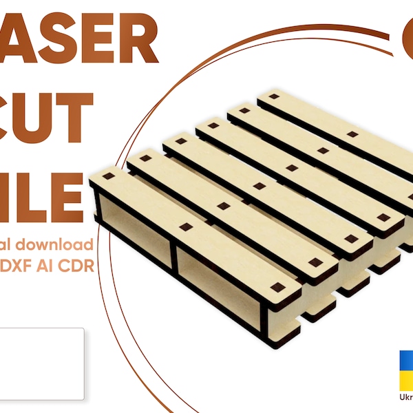 Pallet - SVG Laser Cut File, Drink Coaster plan for Laser Cutting Machines