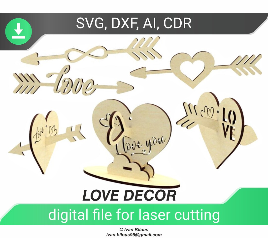 Laser Cut Love Svg Cut File Glowforge Svg Valentines Day Dxf Files for ...