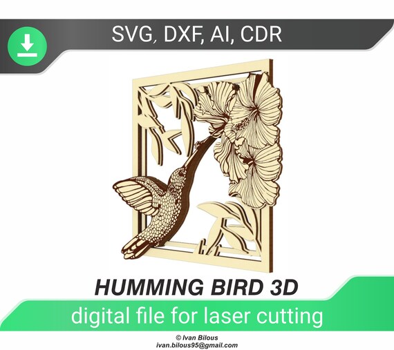 Download Hummingbird Laser Cut 3d Picture Glowforge Svg Hummingbird Dxf Etsy