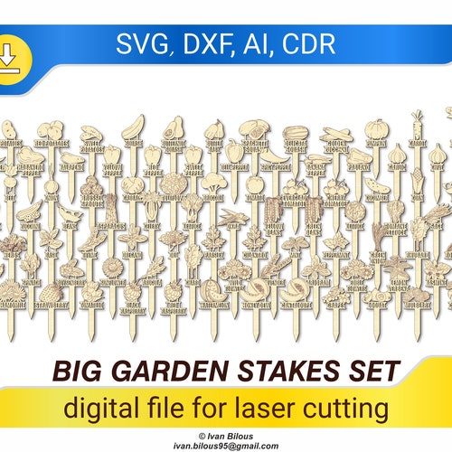 Plant Marker SVG Laser Cut Files Plant Stakes Bundle Garden Etsy UK