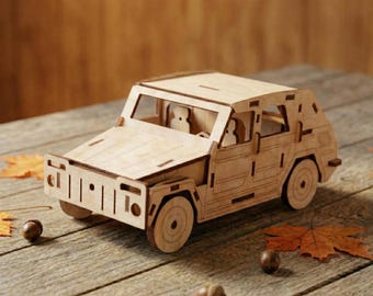 3D Holz Auto - Laser Schnitt Modell: SVG Digitales Muster (Instant Download)