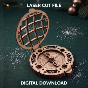 Santa Claus Compass Laser Cut File, Christmas Tracker with QR Code SVG