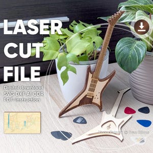 Electric Guitar Pick Holder SVG File: Laser Cut Template (Digital Download)