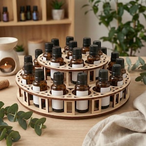 ätherisches Öl Organizer Laser Cut Datei, SVG Holz Öl Flasche Lagerung Display Stand