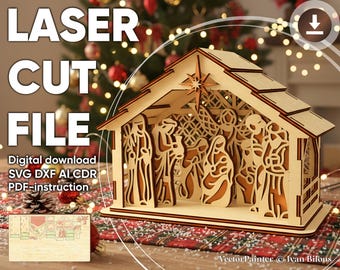 Nativity Scene Laser Cut File: Christmas SVG Plan (Digital Download)
