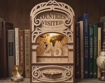 Travel Book Nook Laser Cut File, Country Tracker Shelf Insert SVG