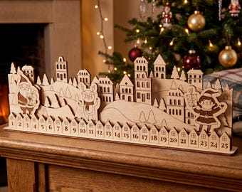 Christmas Village Advent Calendar Laser Cut File, Countdown SVG