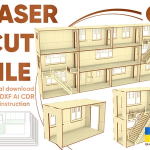 Poppenhuis 1:12 kamerblokken - lasergesneden bestand, SVG-schema voor lasersnijmachines