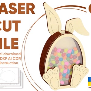 Caja de conejo de Pascua con acrílico para huevos de chocolate - archivo de corte láser, archivo vectorial de descarga digital