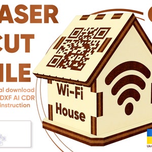 Wi-Fi House - SVG Laser Cut File, Wi-Fi QR code sign for laser cutting machines