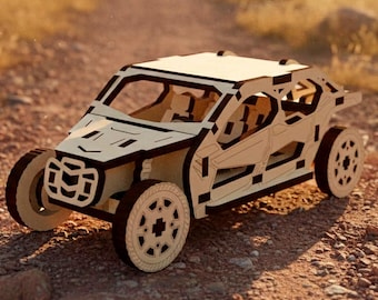 Buggy Car Model - Laser Cut File, SVG 3d Wooden Miniature Template