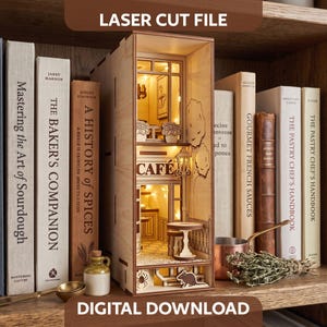 Café Book Nook Laser Cut File, French Bistro Diorama SVG