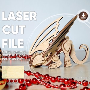 Dragon Ornament SVG Laser Cut File – Intricate 3D Layered Design for Laser machines