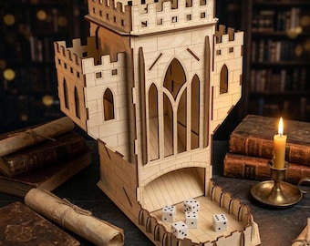 Castle Dice Tower – Laser Cut File, SVG Tabletop Board Game Roller Template (Digital Download)