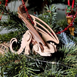Detailed dragon ornament template, CNC-ready digital file for layered wood engraving