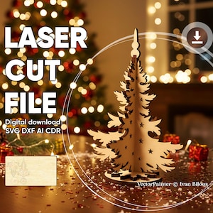Laser Schnitt Weihnachtsbaum SVG DXF: Sperrholz Neujahr Dekor (Digitaler Download)