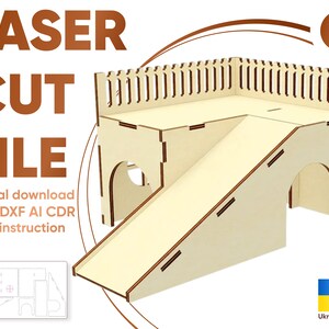 File SVG per taglio laser della casa dei porcellini d'India, file Glowforge Disegno per taglio laser della casa degli animali domestici, file digitale
